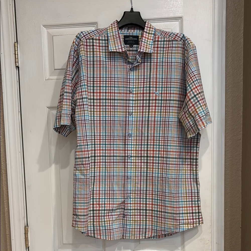 Todd and Gunn Red and Blue Casual Button Down Shirt